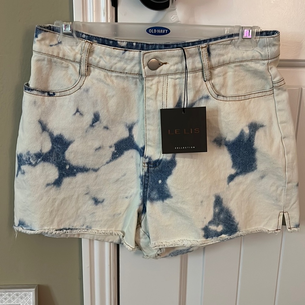 tie die jean shorts